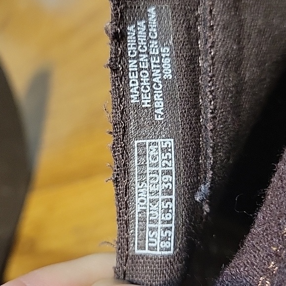 Toms 8.5 dark brown canvas & wool wedge heeled bootie - Picture 8 of 9